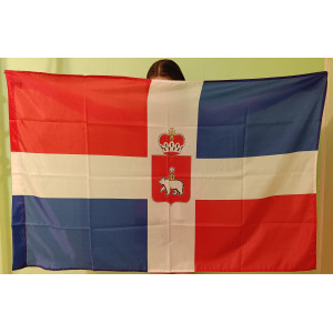 Флаг Пермского края (90x135 см., полиэфирный шелк, сублимационная печать, прошит по периметру, карман слева)