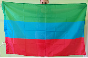 Флаг республики Дагестан (90x135 см., полиэфирный шелк, сублимационная печать, прошит по периметру, карман слева)