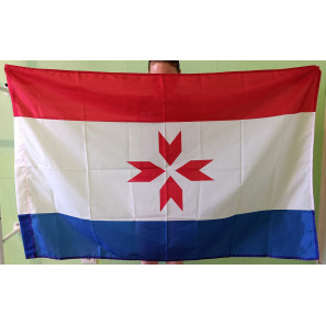 Флаг республики Мордовия (90x135 см., полиэфирный шелк, сублимационная печать, прошит по периметру, карман слева)