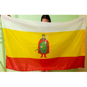 Флаг Рязанской области (90x135 см., полиэфирный шелк, сублимационная печать, прошит по периметру, карман слева)