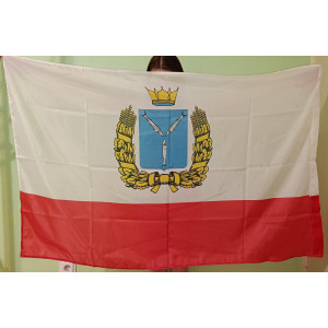 Флаг Саратовской области (90x135 см., полиэфирный шелк, сублимационная печать, прошит по периметру, карман слева)