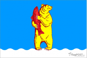 Флаг города Анадырь (100x150 см., полиэфирный шелк, прямая печать, прошит по периметру, карман слева)