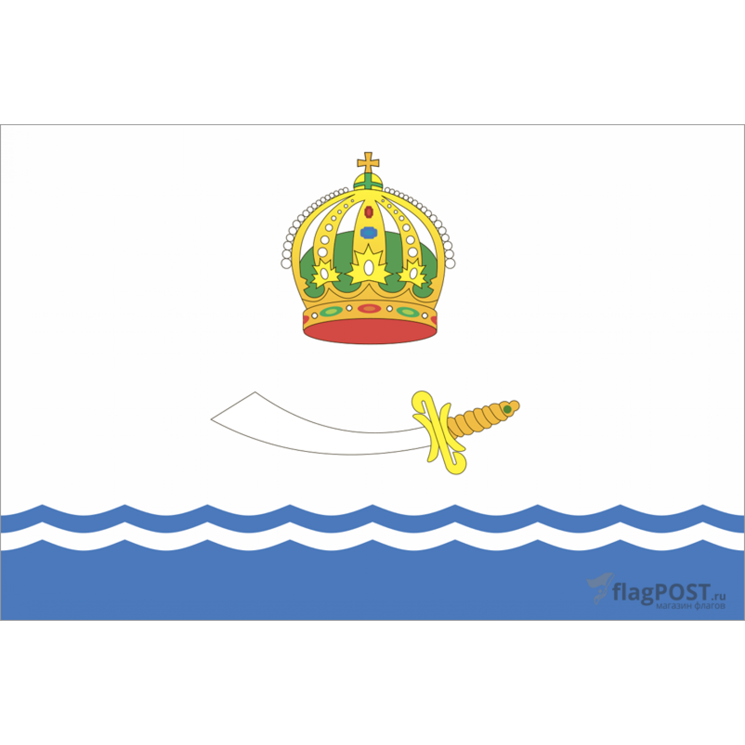 Флаг города Астрахань (15x22 см., полиэфирный шелк, прямая печать, карман слева)