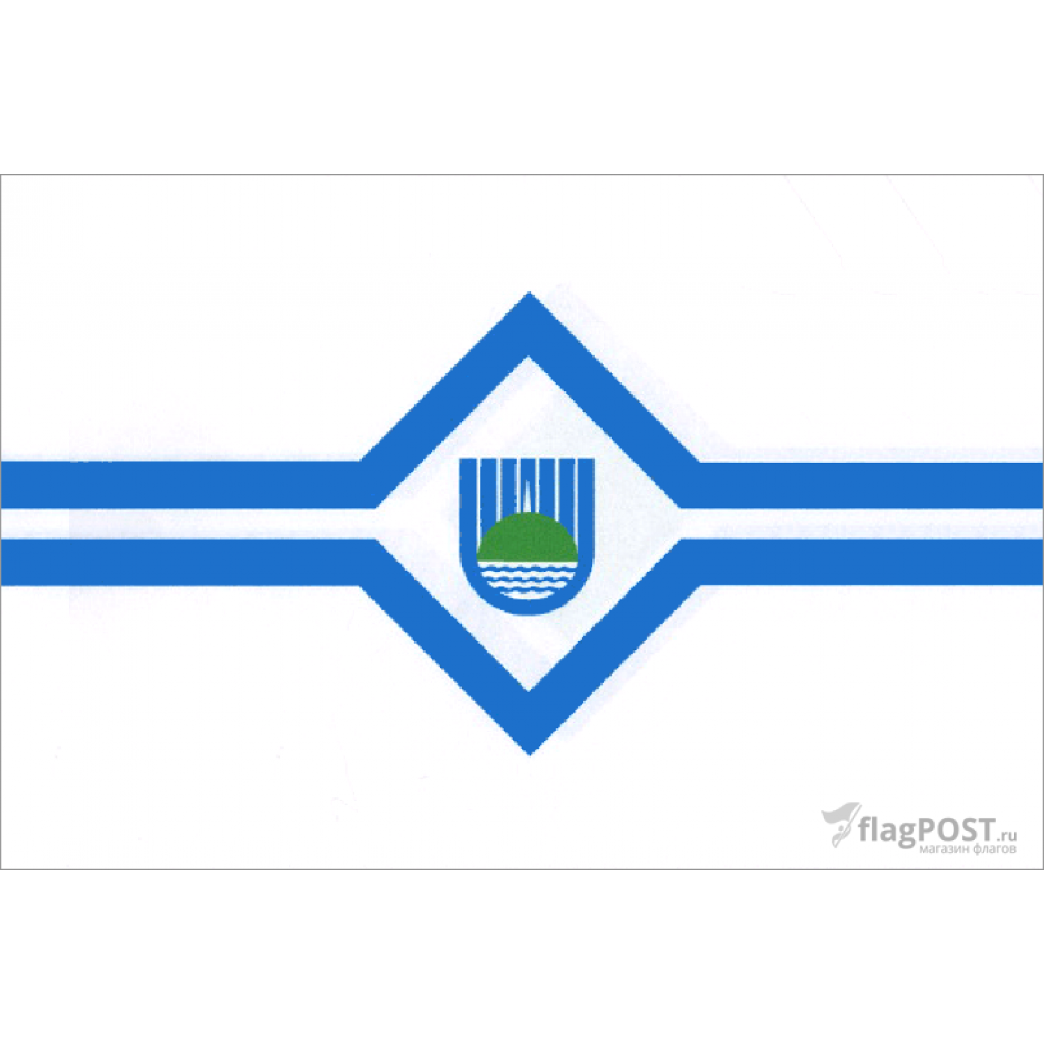 Флаг города Биробиджан (100x150 см., полиэфирный шелк, прямая печать, прошит по периметру, карман слева)