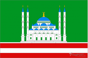 Флаг города Грозный (100x150 см., полиэфирный шелк, прямая печать, прошит по периметру, карман слева)