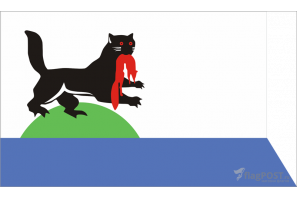Флаг города Иркутск (100x150 см., полиэфирный шелк, прямая печать, прошит по периметру, карман слева)