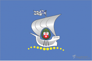 Флаг города Калининград (100x150 см., полиэфирный шелк, прямая печать, прошит по периметру, карман слева)