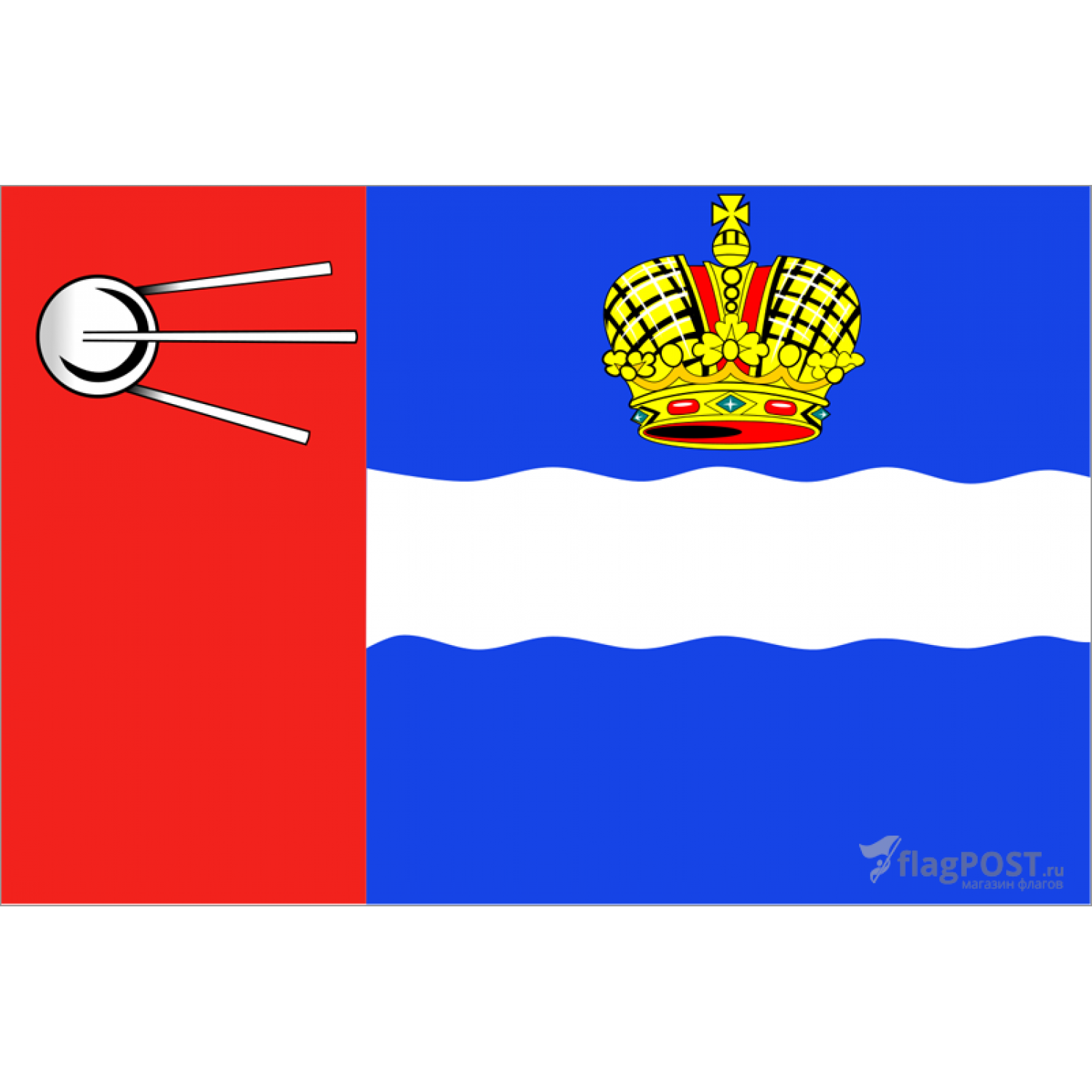 Флаг города Калуга (90x135 см., флажная сетка, прямая печать, прошит по периметру, карман слева)