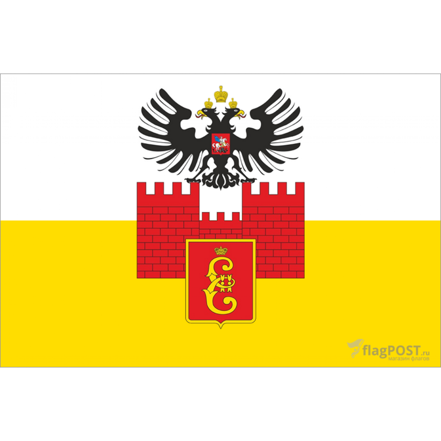 Флаг города Краснодар (100x150 см., флажная сетка, прямая печать, прошит по периметру, карман слева)