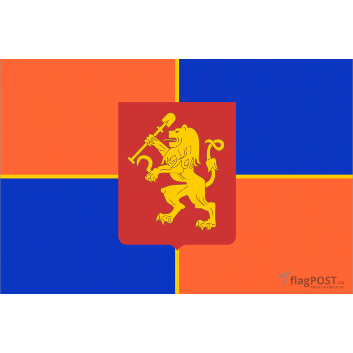 Флаг города Красноярск (100x150 см., флажная сетка, прямая печать, прошит по периметру, карман слева)