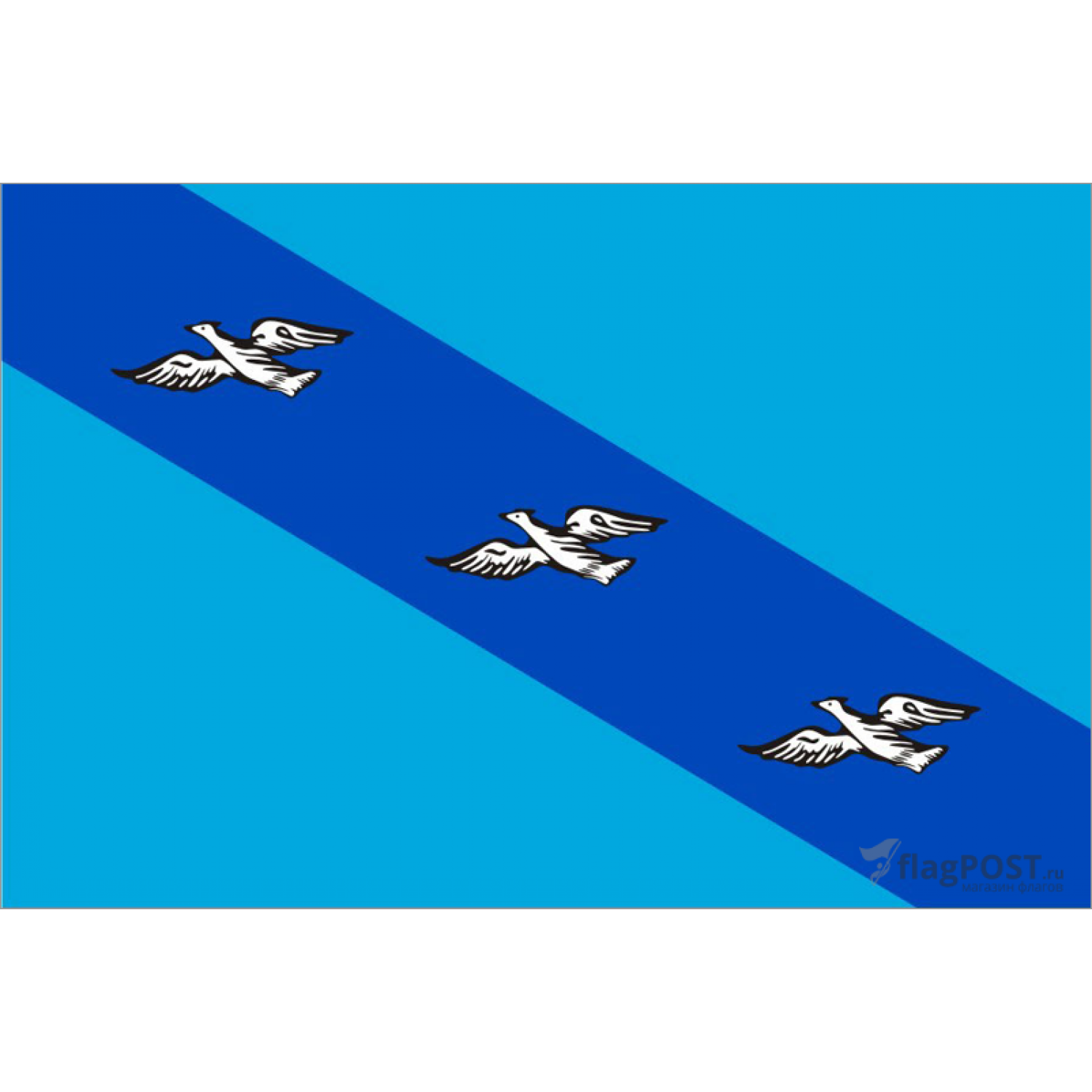 Флаг города Курск (90x135 см., полиэфирный шелк, прямая печать, прошит по периметру, карман слева)