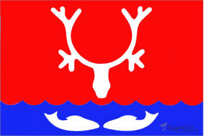 флаг города Нарьян-Мар (100x150 см., полиэфирный шелк, сублимационная печать, прошит по периметру, карман слева)