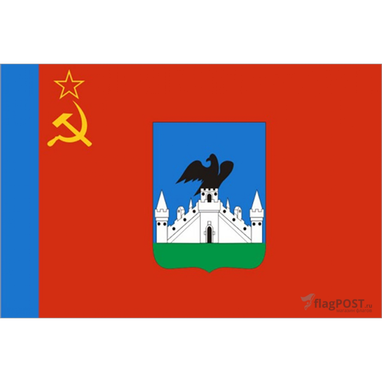 Флаг города Орёл (70x105 см., полиэфирный шелк, прямая печать, прошит по периметру, карман слева)