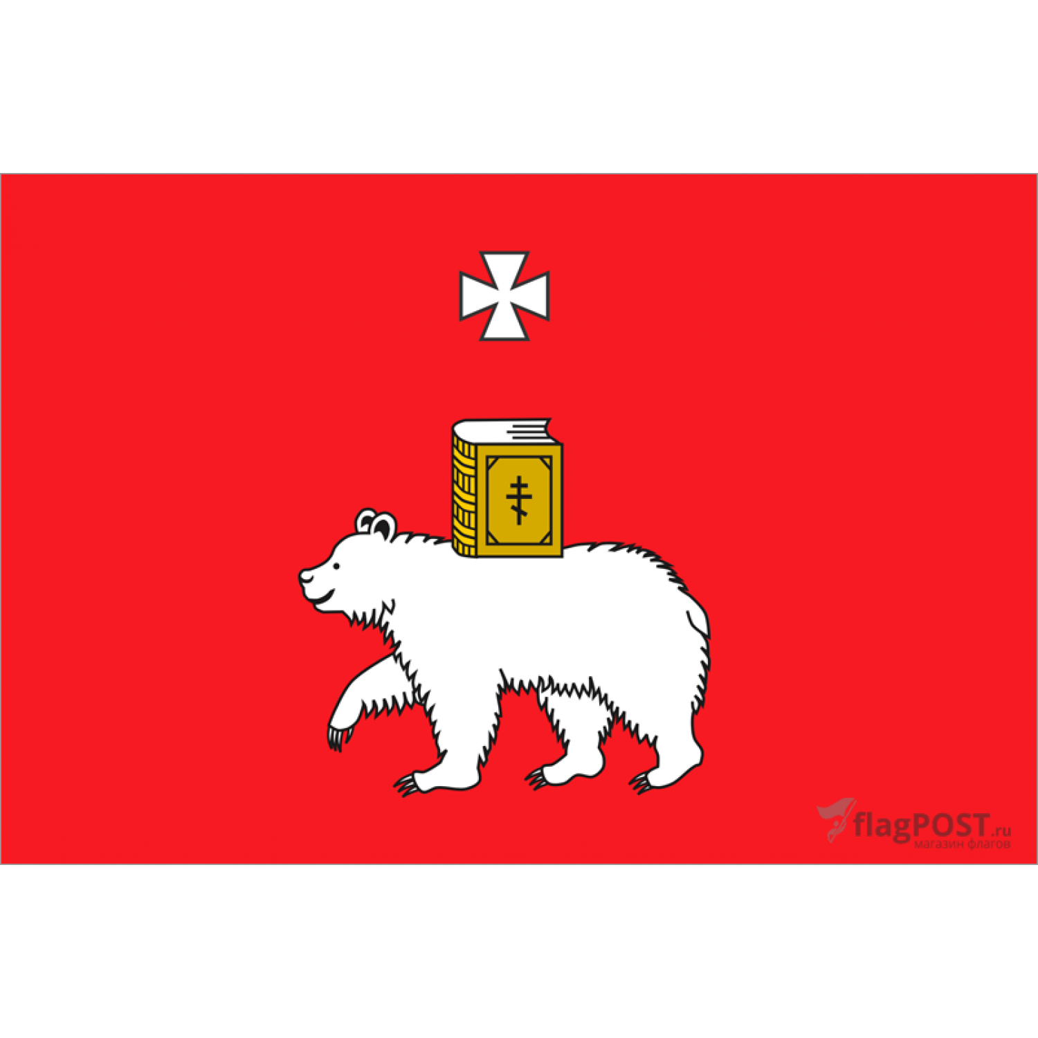 Флаг города Пермь (90x135 см., флажная сетка, прямая печать, прошит по периметру, карман слева)