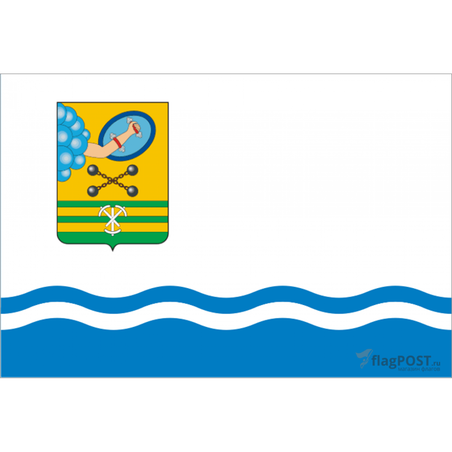 Флаг города Петропавловск-Камчатский (70x105 см., полиэфирный шелк, прямая печать, прошит по периметру, карман слева)