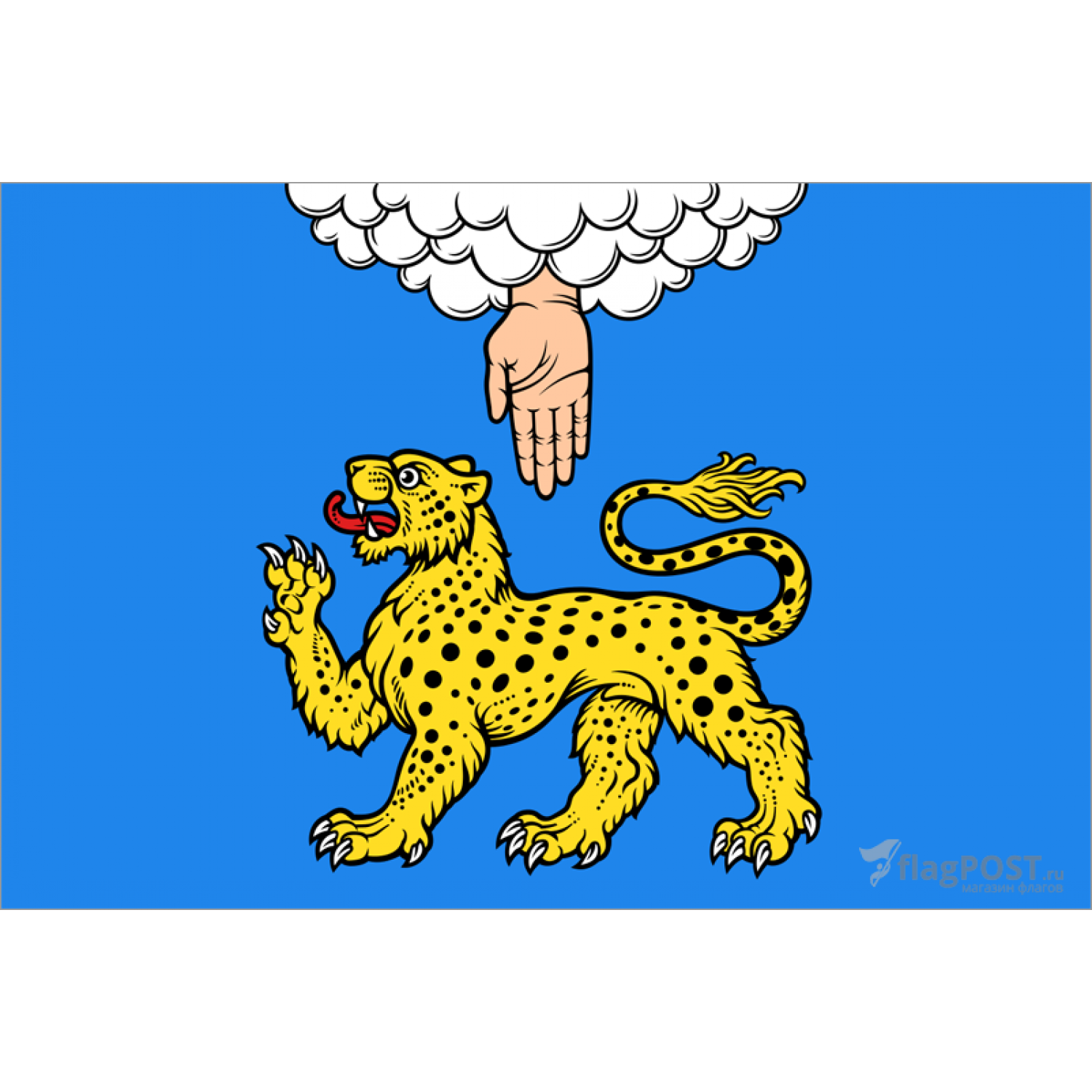 Флаг города Псков (100x150 см., флажная сетка, прямая печать, прошит по периметру, карман слева)
