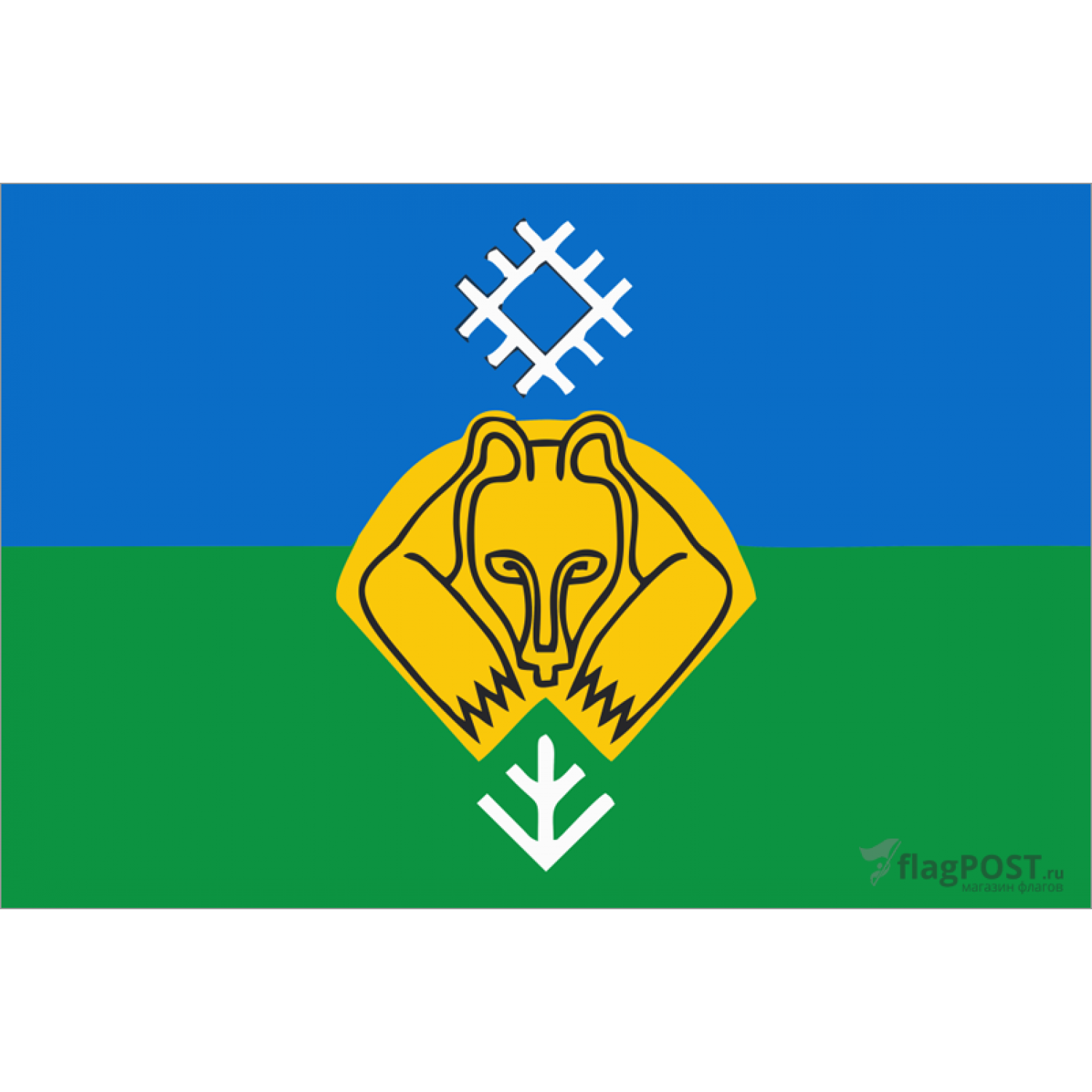 флаг города Сыктывкар (70x105 см., флажная сетка, прямая печать, прошит по периметру, карман слева)