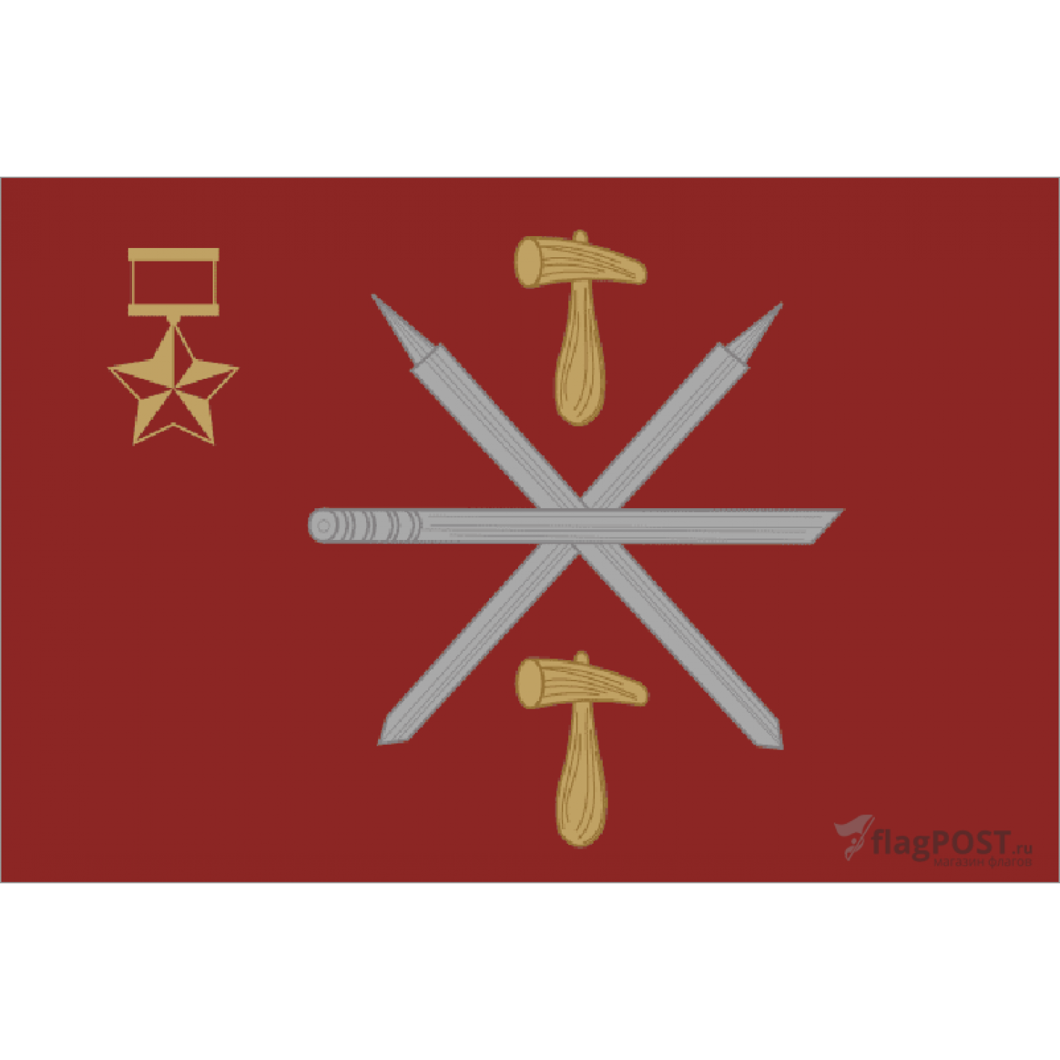 Флаг города Тула (90x135 см., полиэфирный шелк, прямая печать, прошит по периметру, карман слева)
