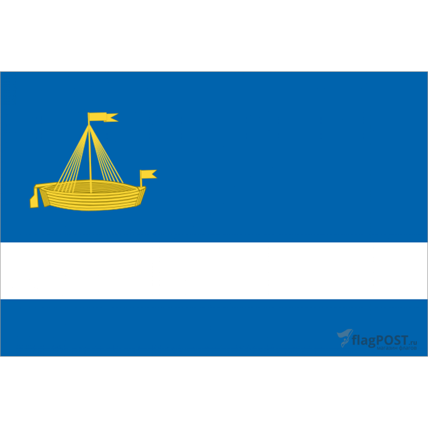 флаг города Тюмень (70x105 см., флажная сетка, прямая печать, прошит по периметру, карман слева)