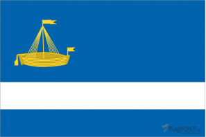 Флаг города Тюмень (100x150 см., полиэфирный шелк, прямая печать, прошит по периметру, карман слева)