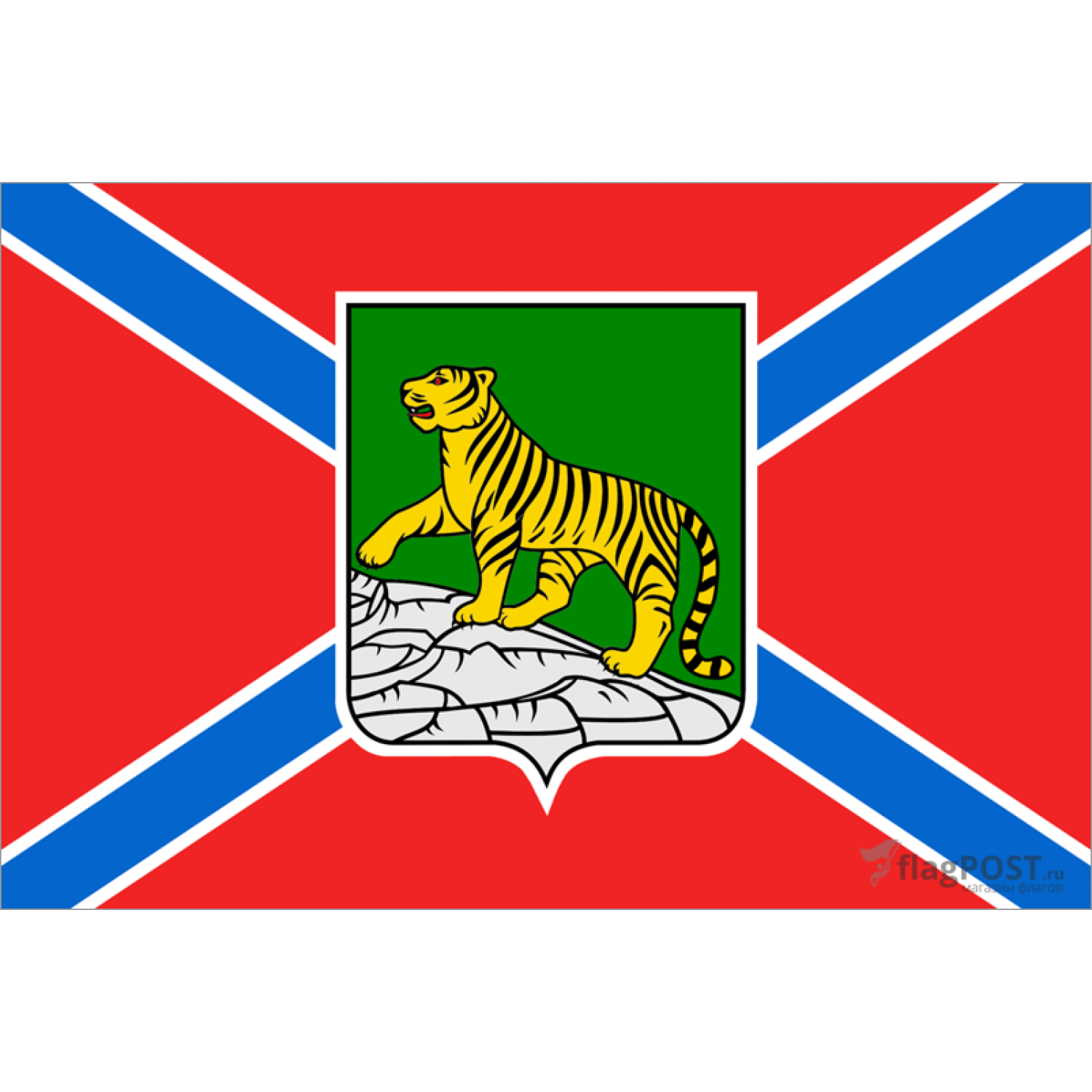 Флаг города Владивосток (90x135 см., флажная сетка, прямая печать, прошит по периметру, карман слева)