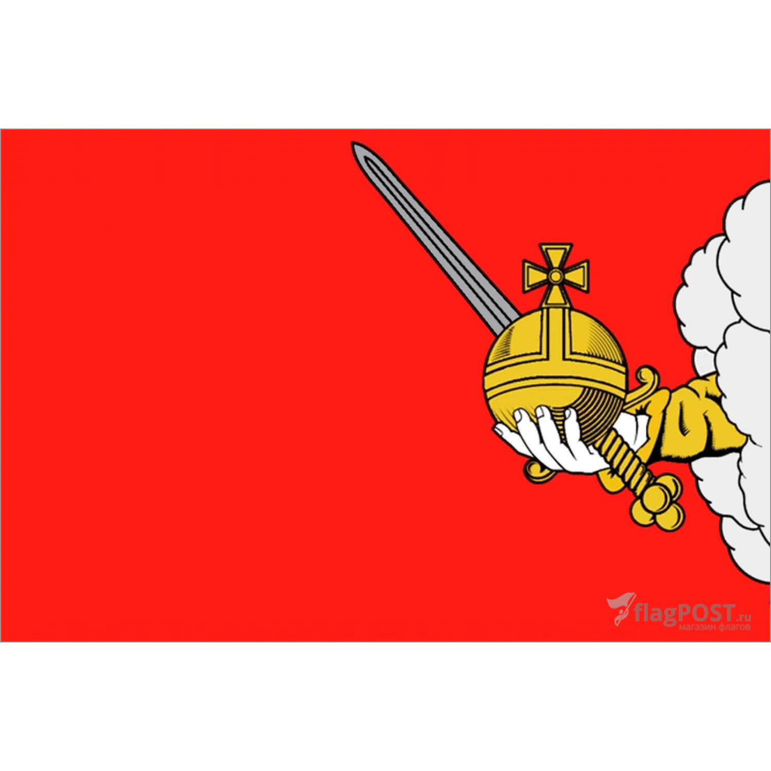 Флаг города Вологда (70x105 см., полиэфирный шелк, прямая печать, прошит по периметру, карман слева)