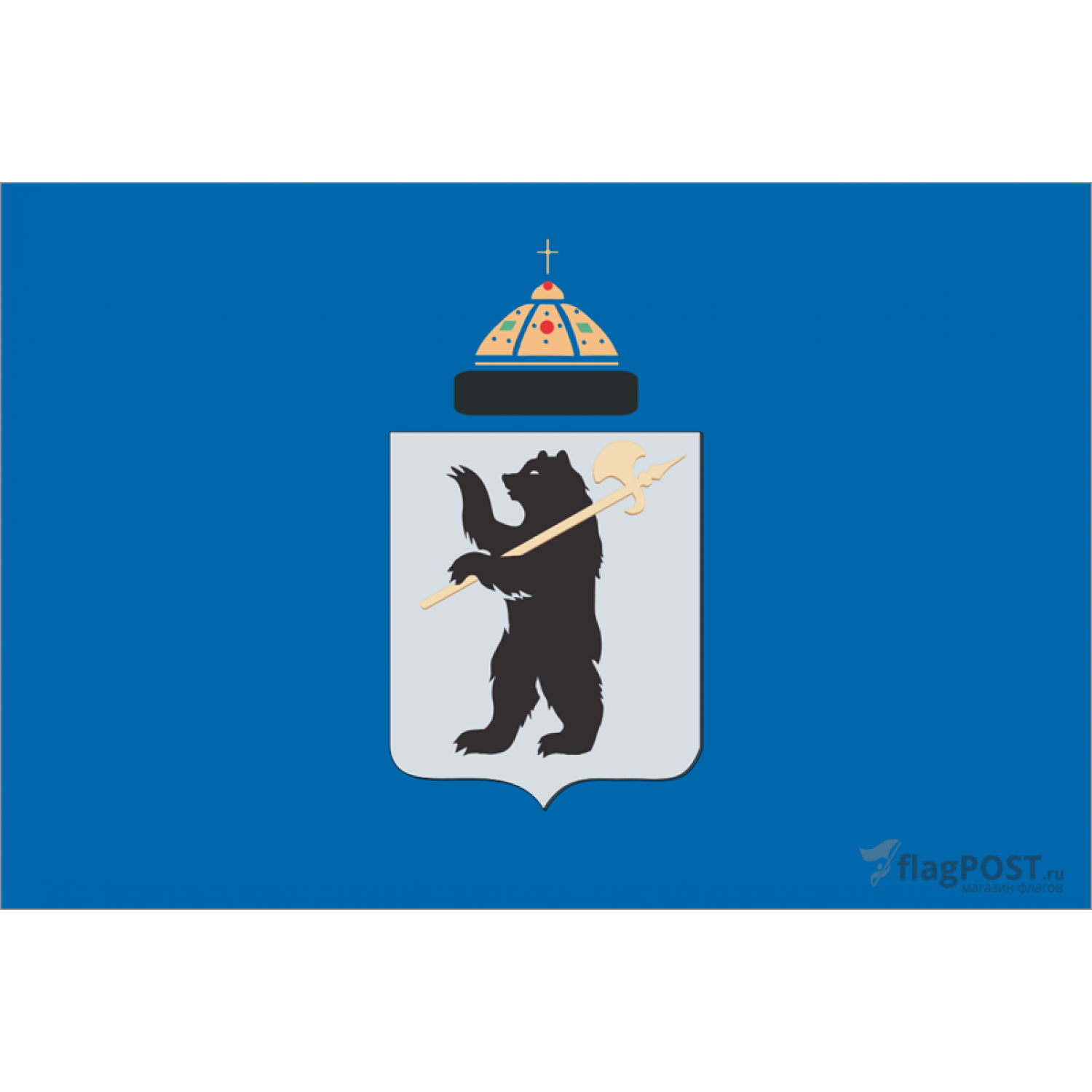 флаг города Ярославль (70x105 см., флажная сетка, прямая печать, прошит по периметру, карман слева)