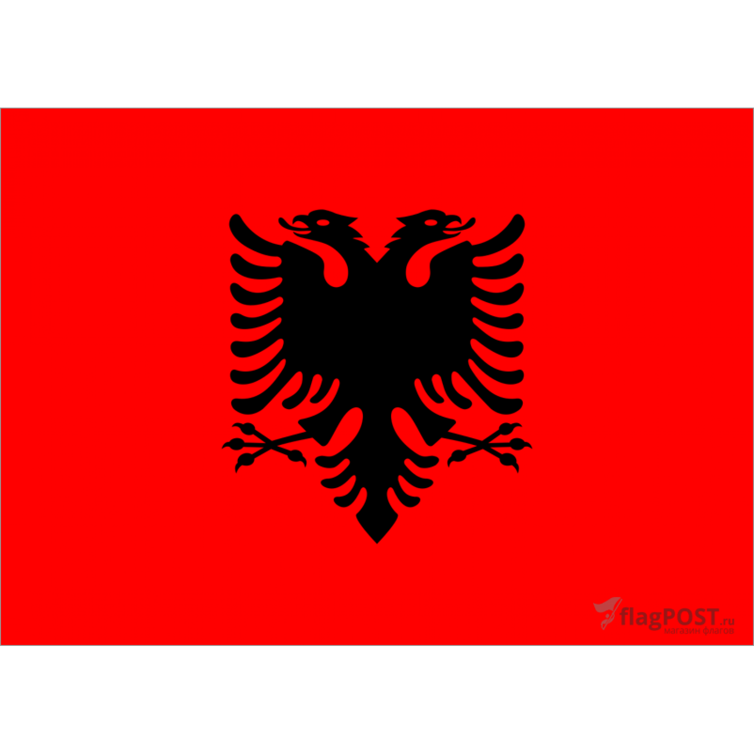 Флаг страны Албания (70x105 см., полиэфирный шелк, прямая печать, прошит по периметру, карман слева)