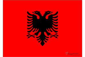 Флаг страны Албания (100x150 см., полиэфирный шелк, сублимационная печать, прошит по периметру, карман слева)