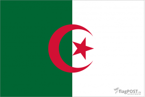 Флаг страны Алжир (100x150 см., полиэфирный шелк, прямая печать, прошит по периметру, карман слева)