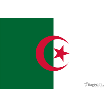 Флаг страны Алжир (15x22 см., полиэфирный шелк, сублимационная печать, карман слева)