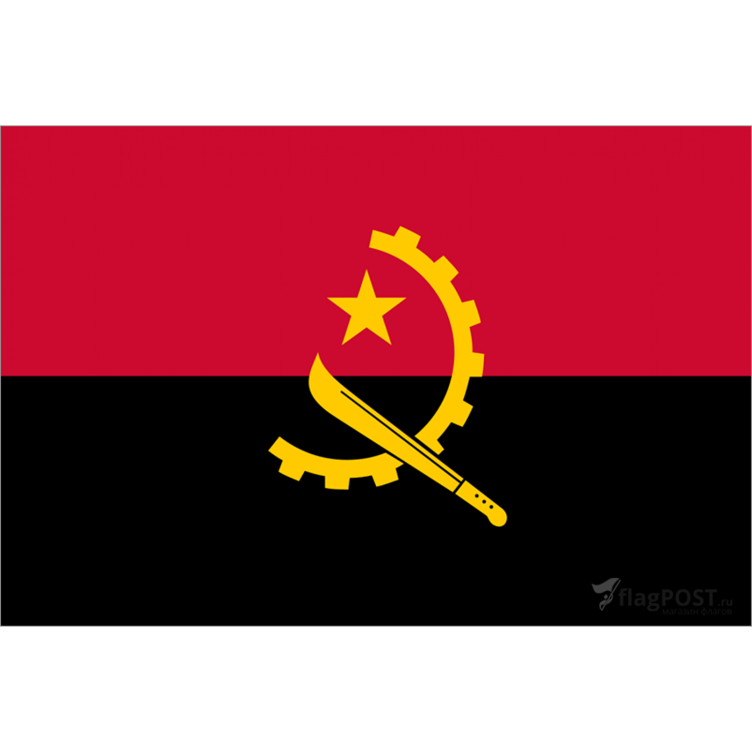 Флаг страны Ангола (90x135 см., флажная сетка, прямая печать, прошит по периметру, карман слева)