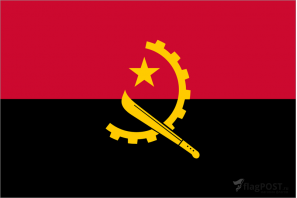 Флаг страны Ангола (100x150 см., полиэфирный шелк, сублимационная печать, прошит по периметру, карман слева)