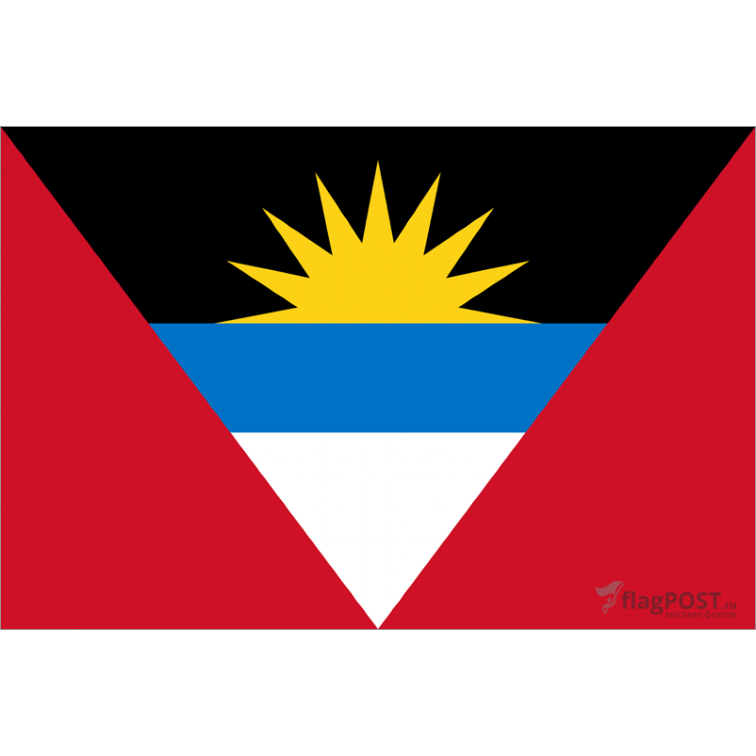 Флаг страны Антигуа и Барбуда (15x22 см., полиэфирный шелк, прямая печать, карман слева)