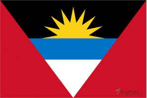 Флаг страны Антигуа и Барбуда (100x150 см., полиэфирный шелк, прямая печать, прошит по периметру, карман слева)