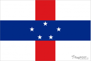 Флаг Антильских островов (100x150 см., полиэфирный шелк, прямая печать, прошит по периметру, карман слева)