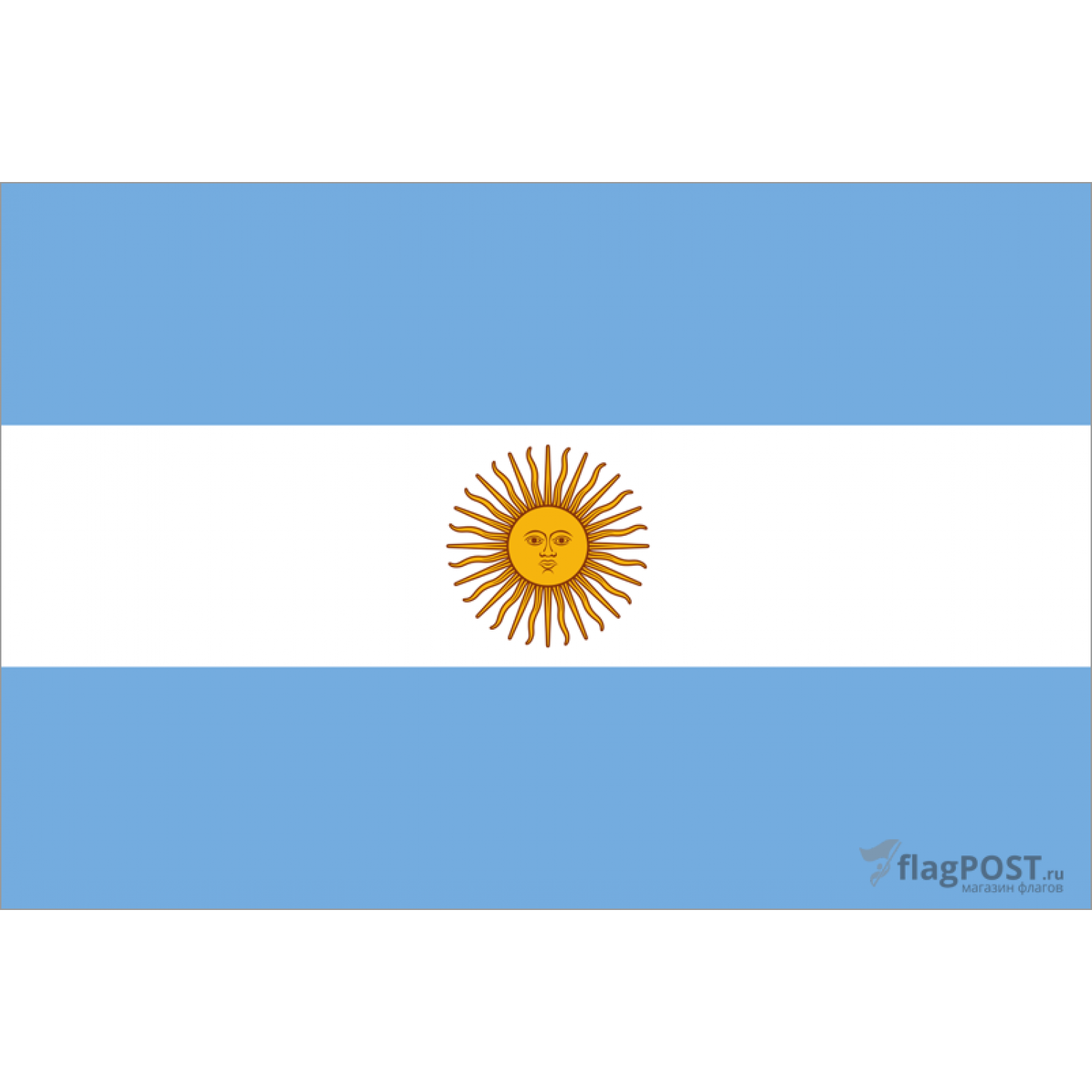 Флаг страны Аргентина (100x150 см., флажная сетка, прямая печать, прошит по периметру, карман слева)