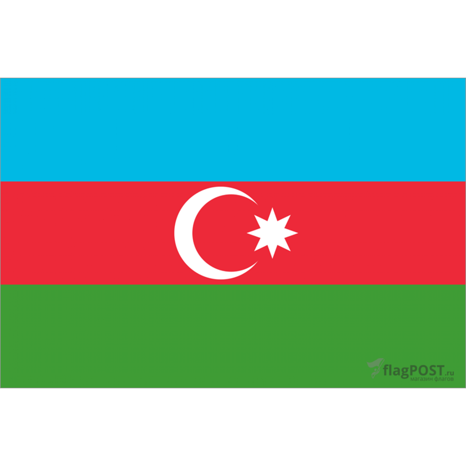 Флаг страны Азербайджан (15x22 см., полиэфирный шелк, прямая печать, карман слева)