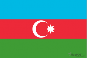 Флаг страны Азербайджан (100x150 см., полиэфирный шелк, прямая печать, прошит по периметру, карман слева)