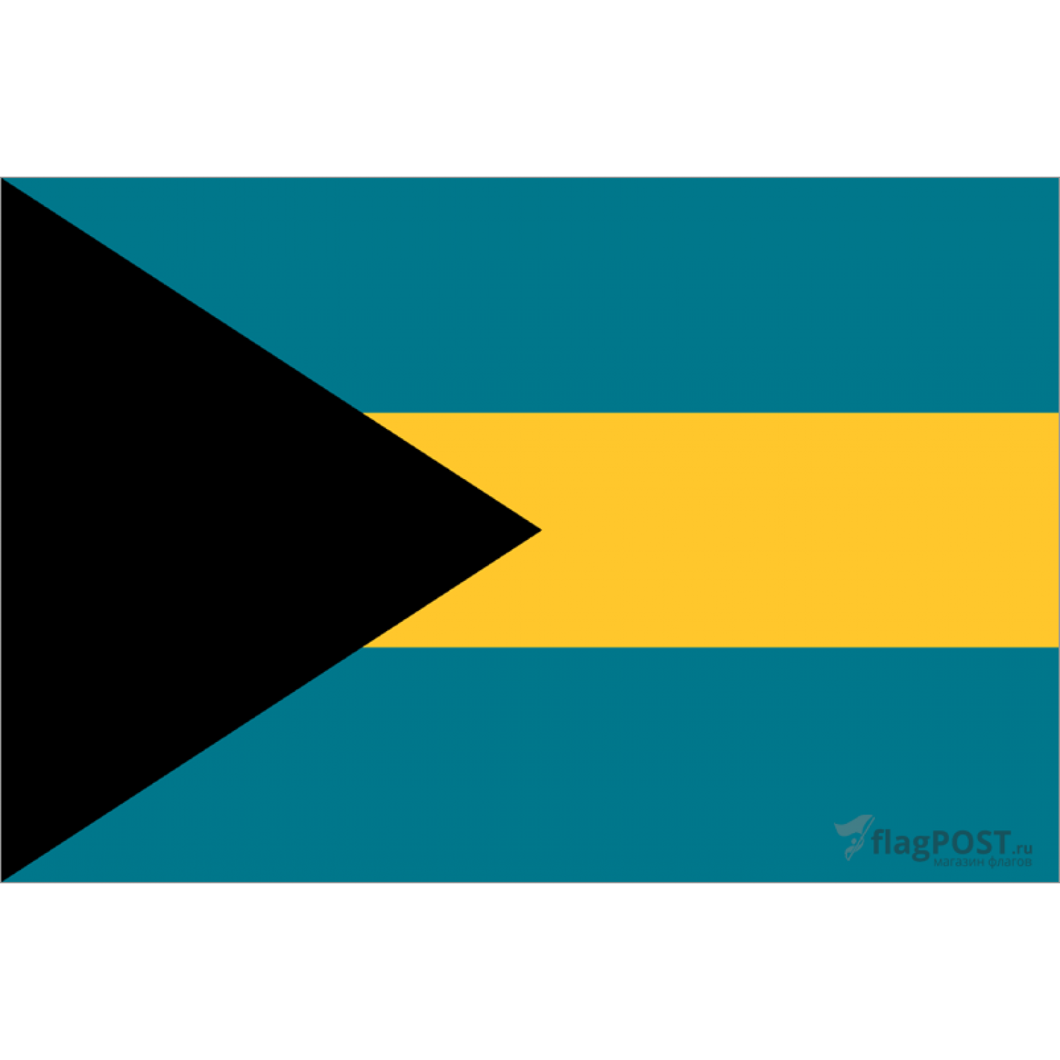 Флаг Багамских островов (70x105 см., полиэфирный шелк, сублимационная печать, прошит по периметру, карман слева)