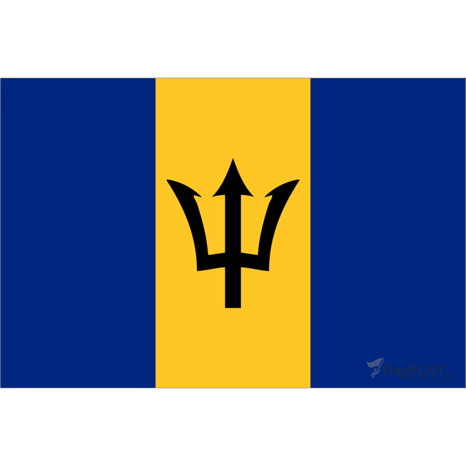 Флаг страны Барбадос (90x135 см., флажная сетка, прямая печать, прошит по периметру, карман слева)