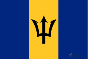 Флаг страны Барбадос (100x150 см., полиэфирный шелк, прямая печать, прошит по периметру, карман слева)