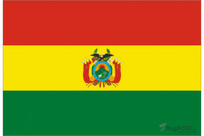Флаг страны Боливия (100x150 см., полиэфирный шелк, сублимационная печать, прошит по периметру, карман слева)