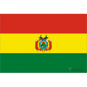 Флаг страны Боливия (15x22 см., полиэфирный шелк, сублимационная печать, карман слева)