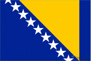Флаг страны Босния и Герцеговина (100x150 см., полиэфирный шелк, сублимационная печать, прошит по периметру, карман слева)