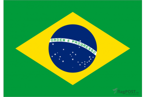 Флаг страны Бразилия (100x150 см., полиэфирный шелк, сублимационная печать, прошит по периметру, карман слева)