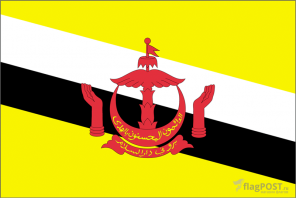 Флаг страны Бруней (100x150 см., полиэфирный шелк, прямая печать, прошит по периметру, карман слева)