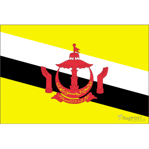 Флаг страны Бруней (15x22 см., полиэфирный шелк, сублимационная печать, карман слева)