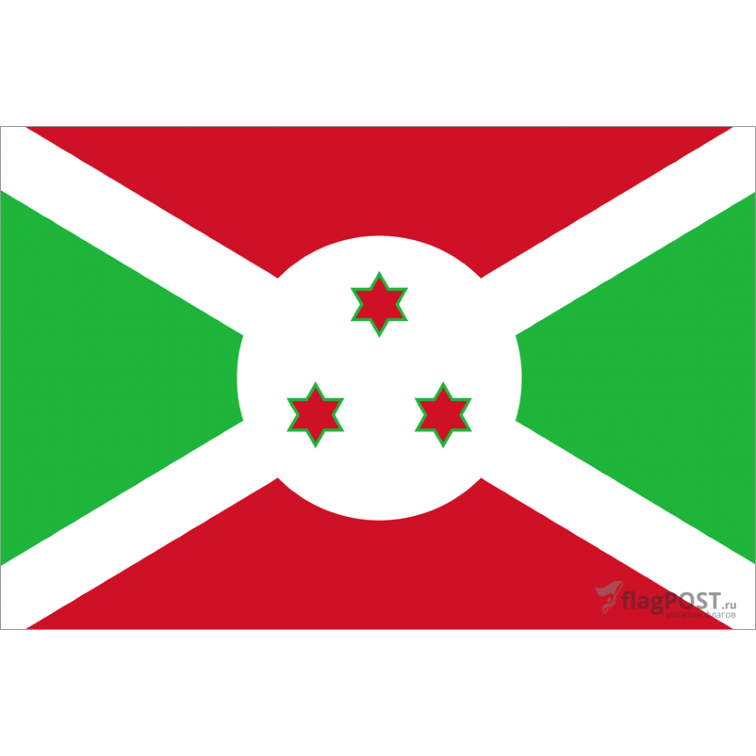 Флаг страны Бурунди (15x22 см., полиэфирный шелк, сублимационная печать, карман слева)