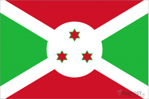 Флаг страны Бурунди (100x150 см., полиэфирный шелк, прямая печать, прошит по периметру, карман слева)